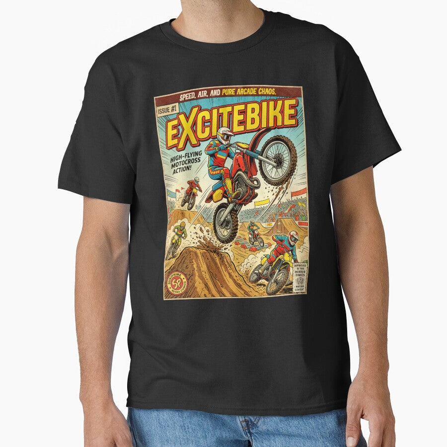 Excitebike Arcade Game Retro Vintage Comic Cover Art by Back2Collage