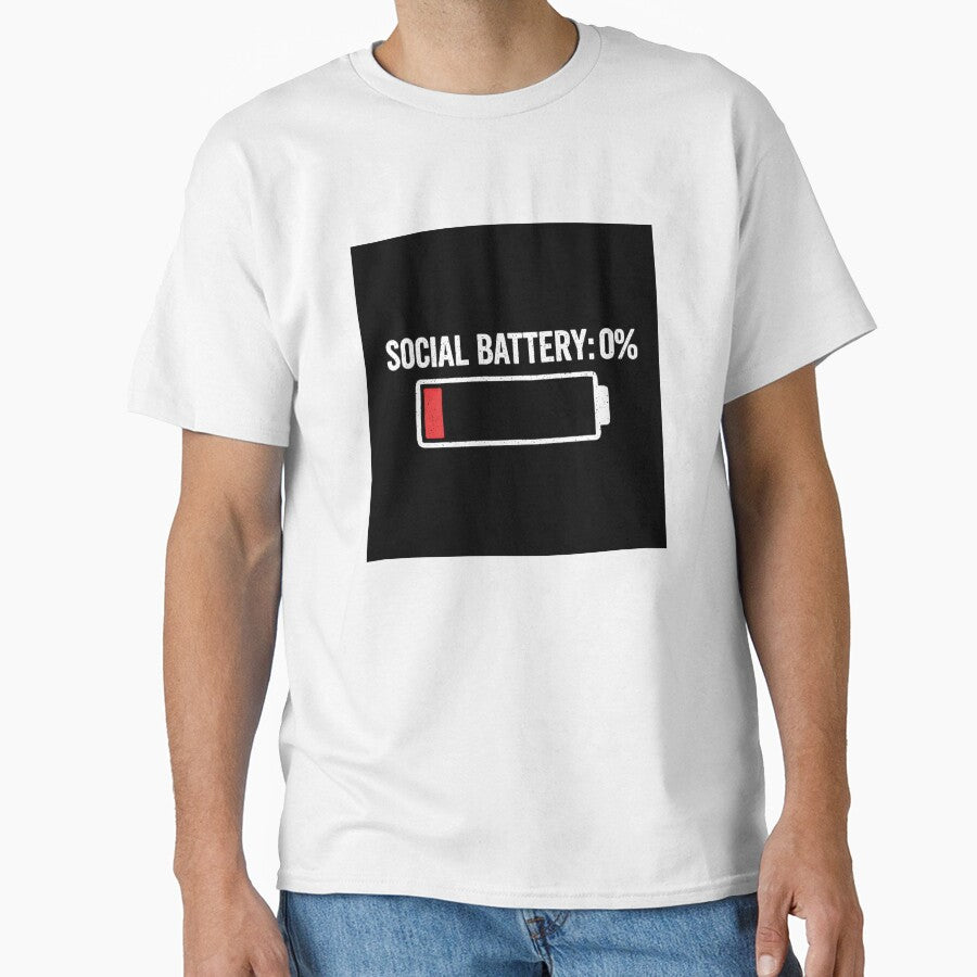 Social Battery: 0% Funny Introvert Meme Design by Tropivaro