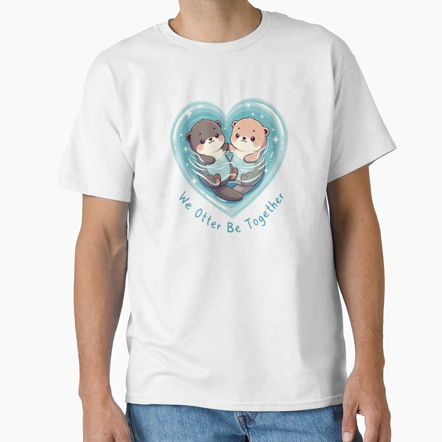 Cute Otters Holding Paws We Otter Be Together Romantic Couple Pun Gift by GrumpySableye