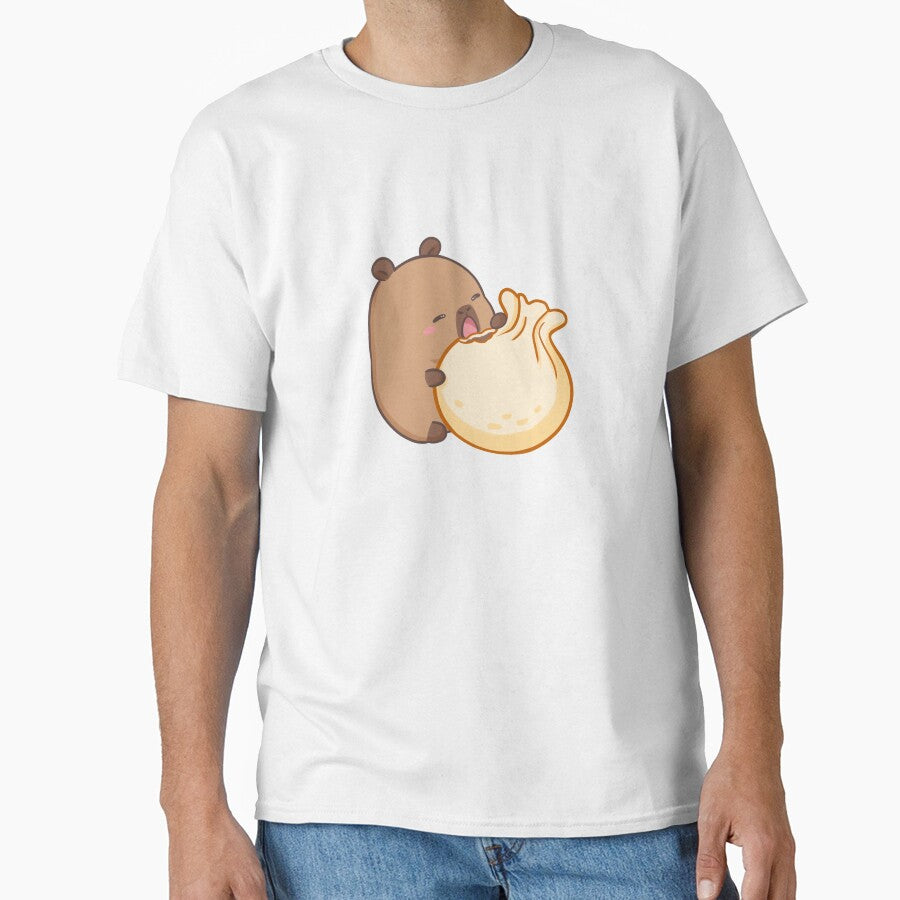 Cute Capybara eating huge dumpling illustration by CapyFun