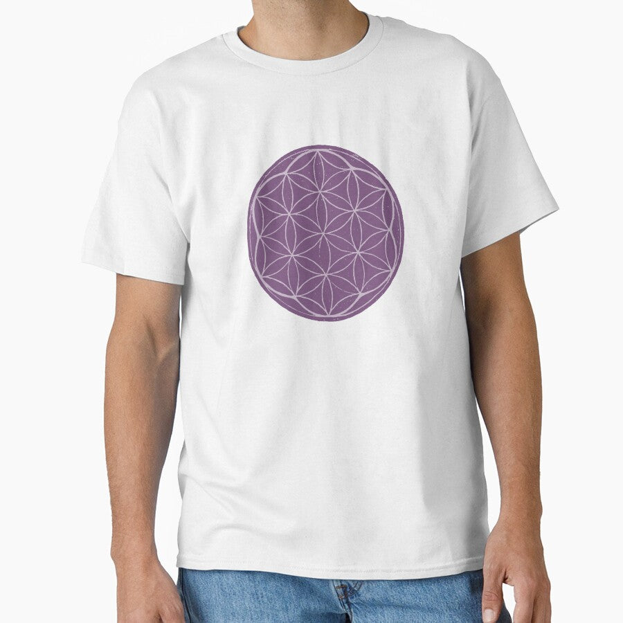 Flower of Life Linocut - Plum + Dust by Irene Estelle