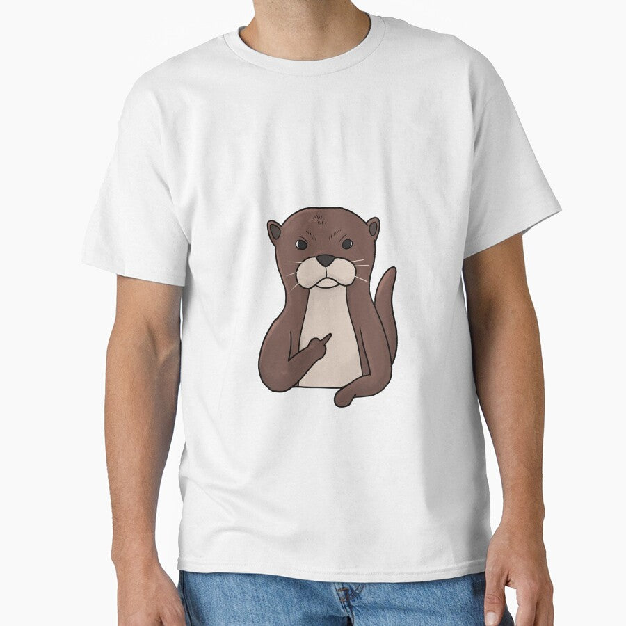 Grumpy Otter Holding Middle Finger by Mesyo