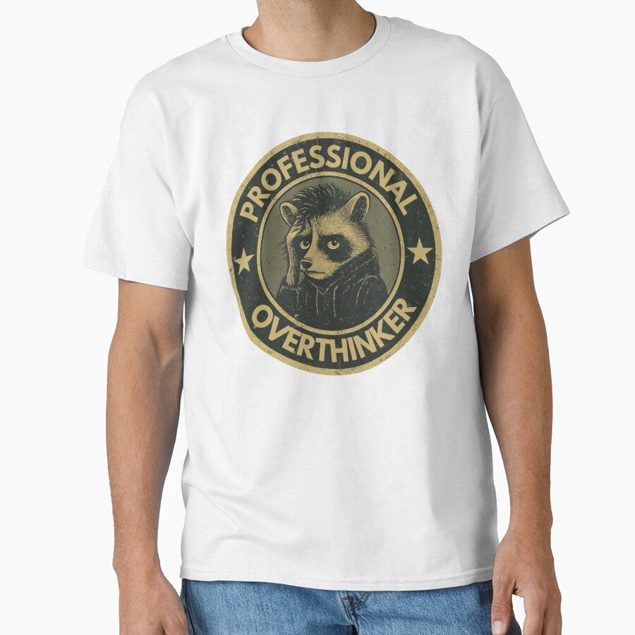 Professional Overthinker Raccoon Badge by TytherleyTees