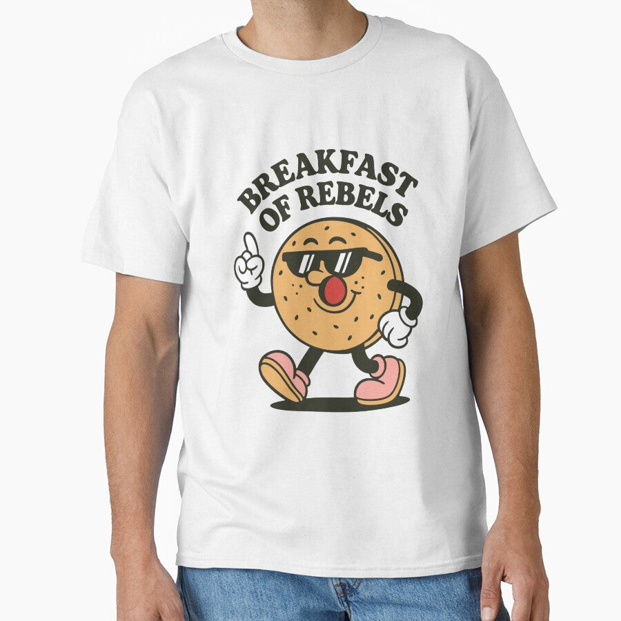Breakfast of Rebels | Funny Retro Bagel Character Cartoon Design by JOOKDesign
