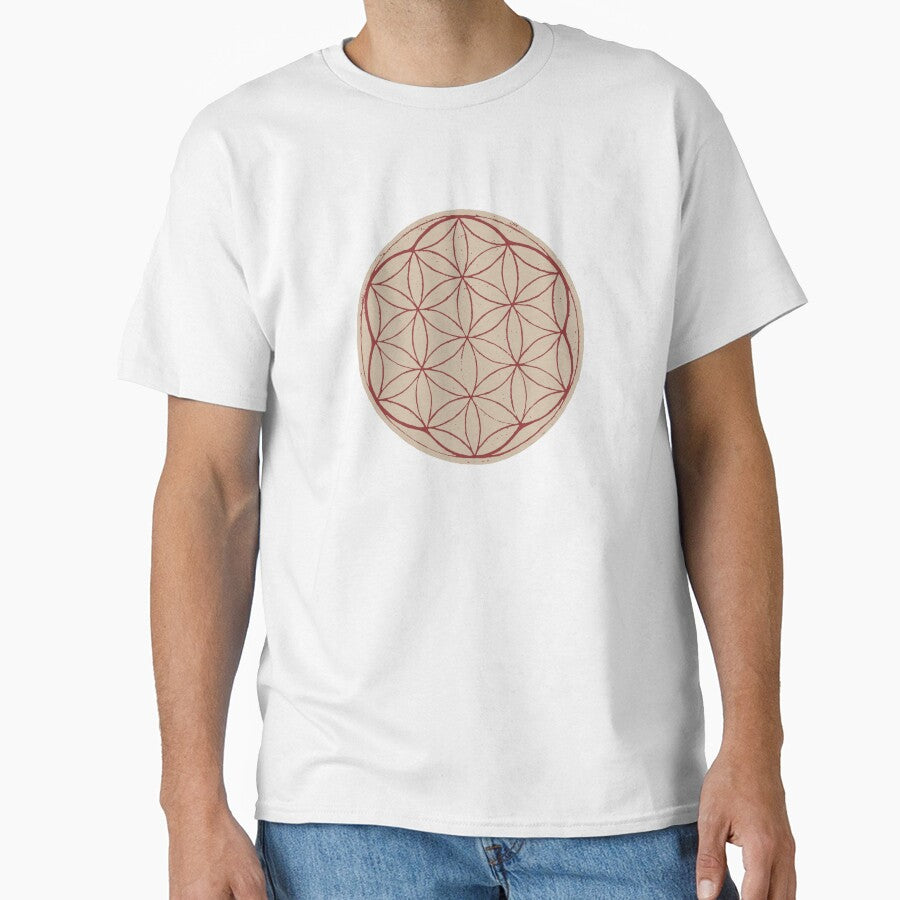 Flower of Life Linocut - Dove + Ruby by Irene Estelle