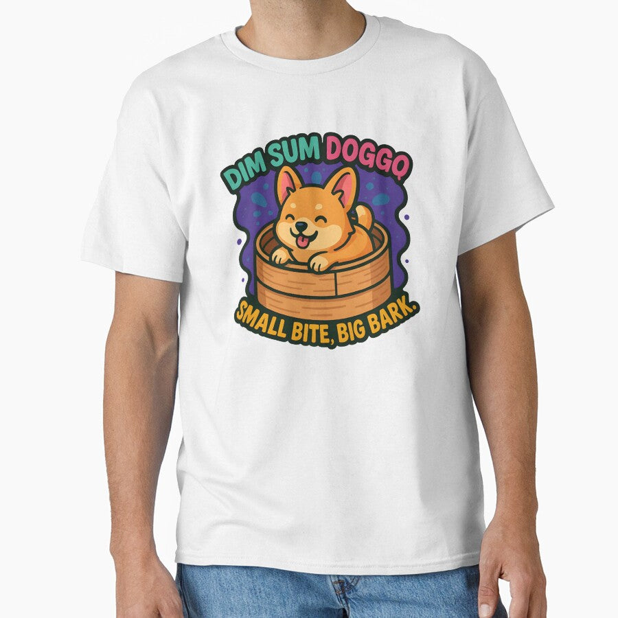 Dim Sum Doggo - Kawaii Corgi in Bamboo Steamer | Funny Food Pun Shirt by Snackwear Apparel