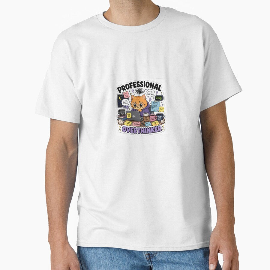 Professional Overthinker Funny Cat Sticker by Dropza