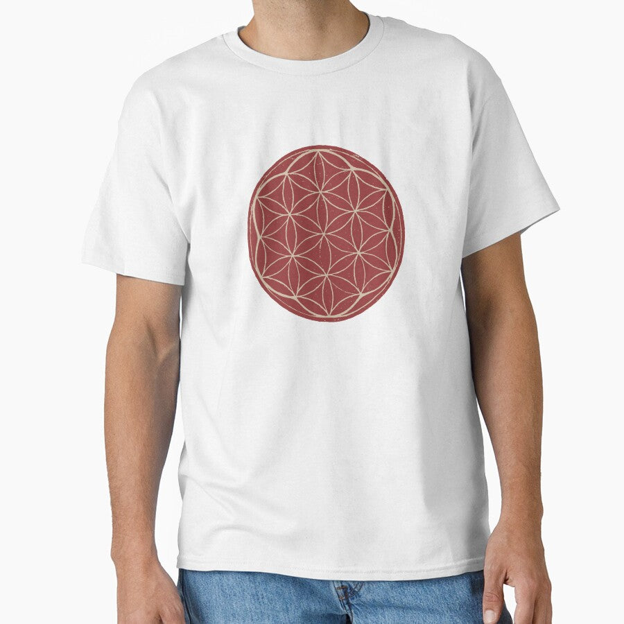 Flower of Life Linocut - Ruby + Dove by Irene Estelle