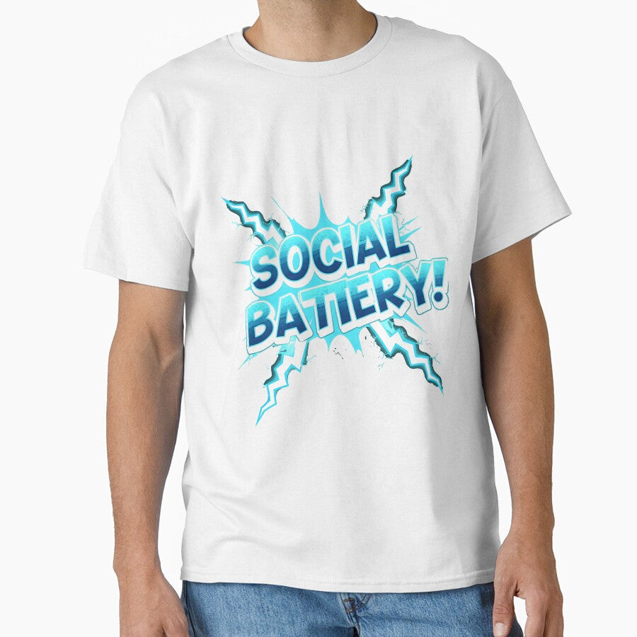 Social Battery Comic Text Art - Funny Introvert Energy Level Design by Ink & Quip