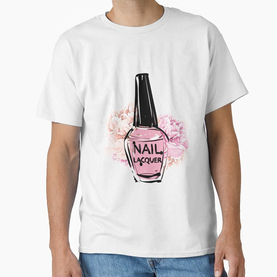 Pink Nail polish with peonies by jalinaart