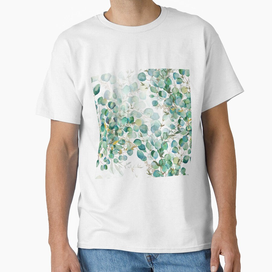 Seamless pattern of green eucalyptus watercolor leaves by Createssy