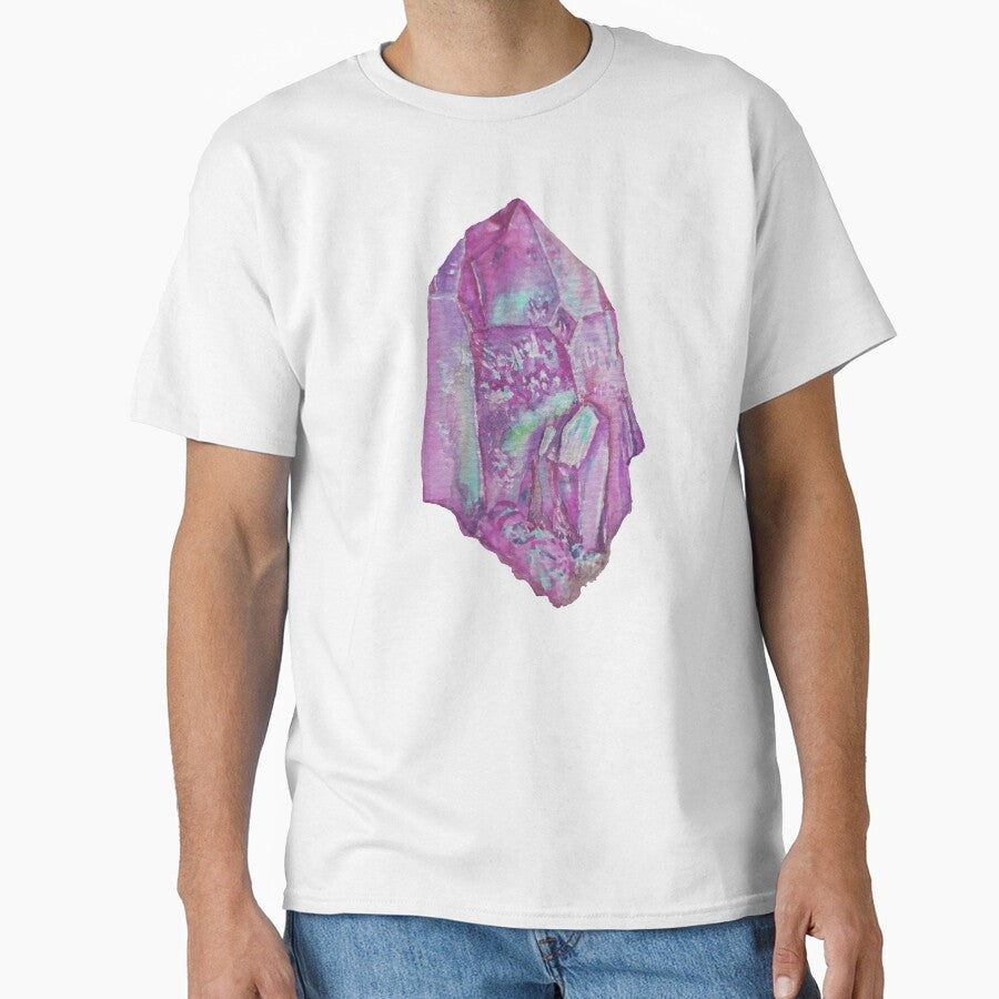 Pink Quartz Crystal painting. Pink watercolour healing crystal by Goldstarwork