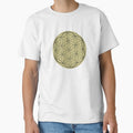 Flower of Life Linocut - Gold + Pine by Irene Estelle