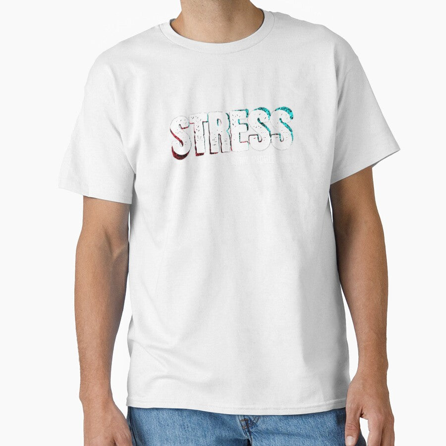 Stress Is My Middle Name Red and Blue Glitch Typography Design by MoeTiff