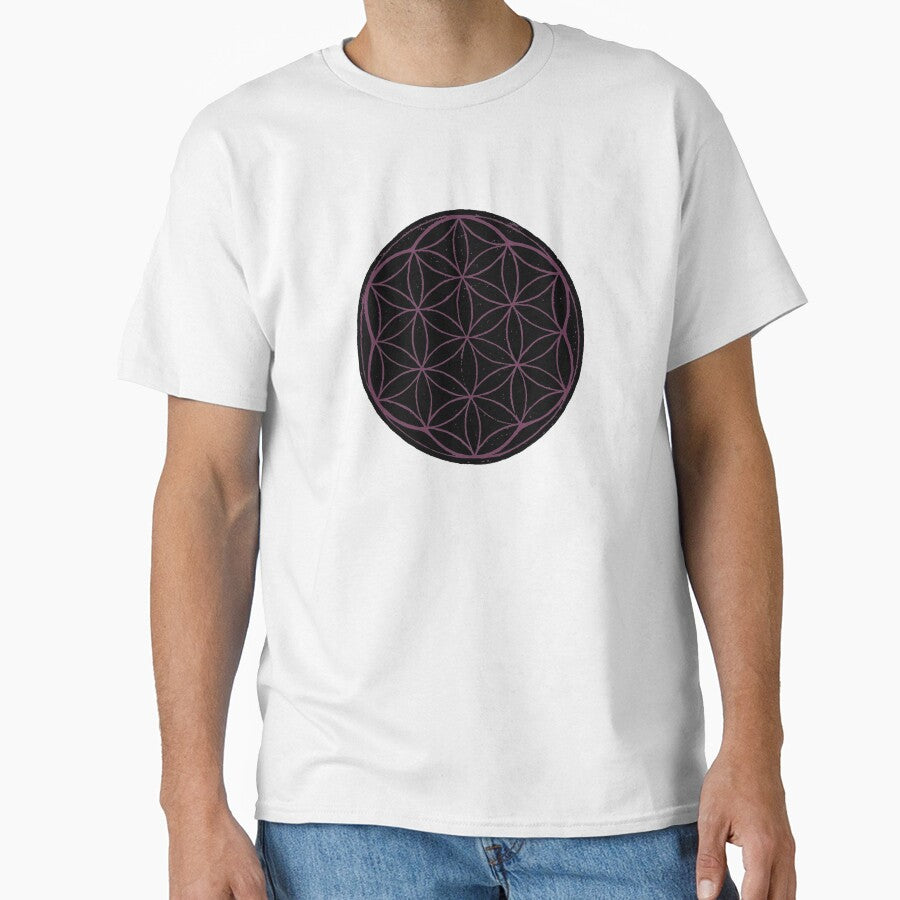 Flower of Life Linocut - Coal + Beet by Irene Estelle
