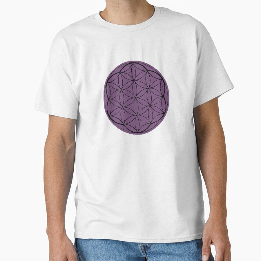 Flower of Life Linocut - Plum + Coal by Irene Estelle