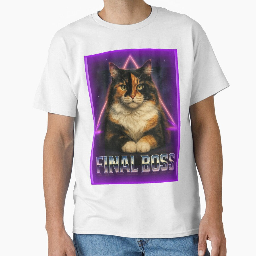 Final Boss Loaf Funny 80s Gamer Cat T-Shirt by catastrocat
