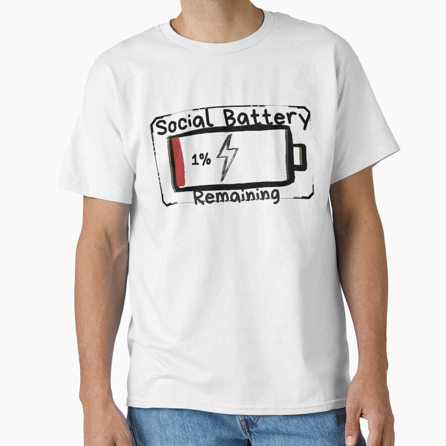 Social Battery 1% Remaining – Funny Introvert Quote Design by MindbiteSolutions