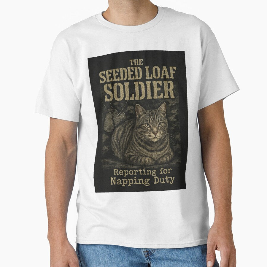 The Seeded Loaf Soldier Funny Tabby Cat 90s Bootleg Tee by catastrocat