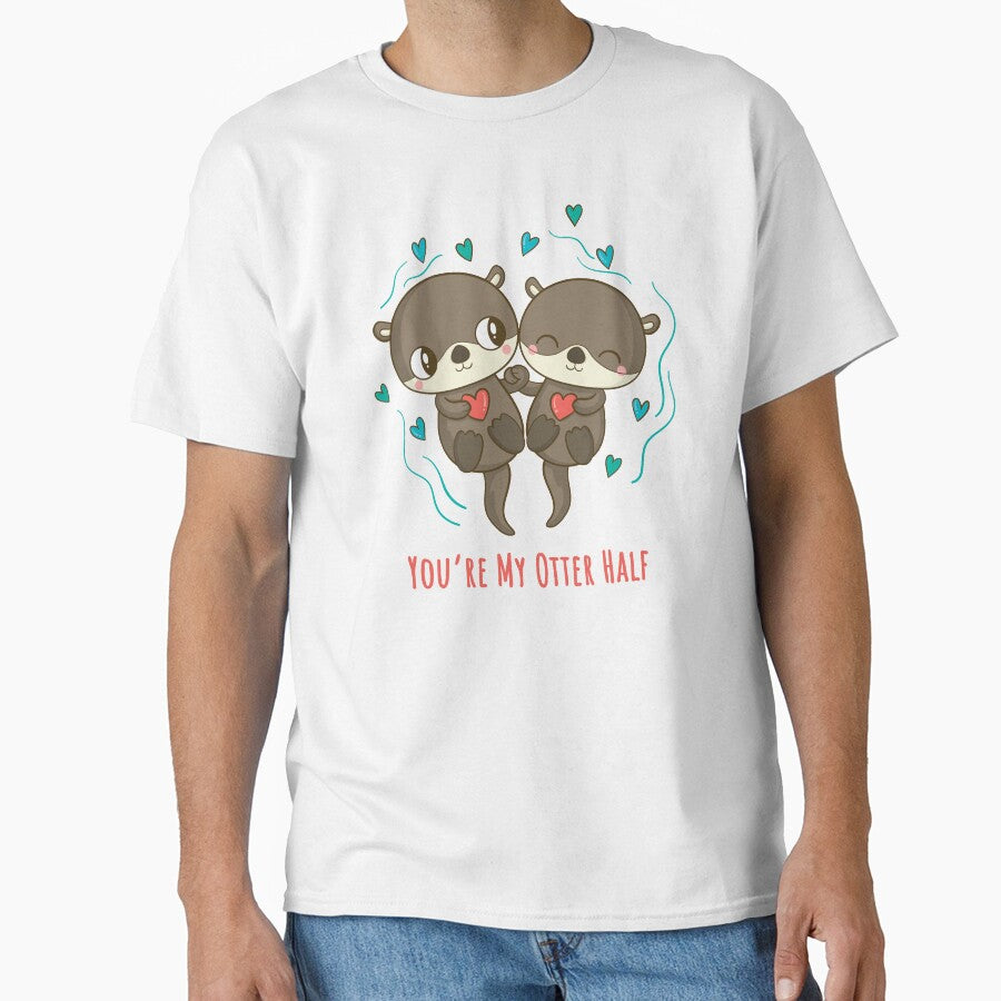 You're My Otter Half - Cute Otters Holding Hands by GasparArts