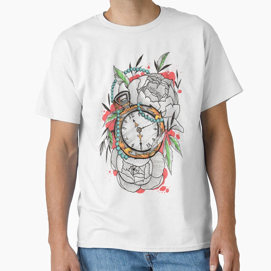 Tattoo Pocket Watch with Peonies by nikkisailor