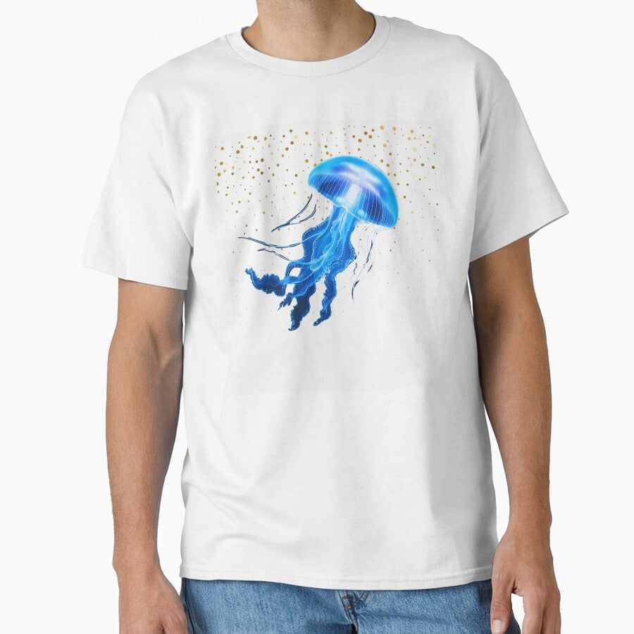 Starlight Drift: Glowing Blue Jellyfish by Harmon Luxe Studio