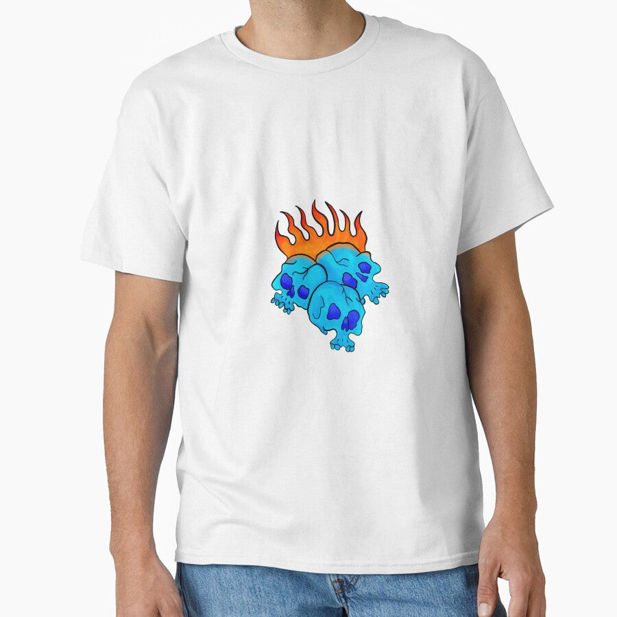 Flaming Blue Skull Trio by BrokenC0mb