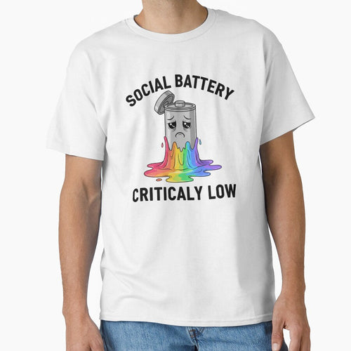 "Social Battery Critical Low"||Melting Rainbow Battery Aesthetic Shirt by TeerificThreads