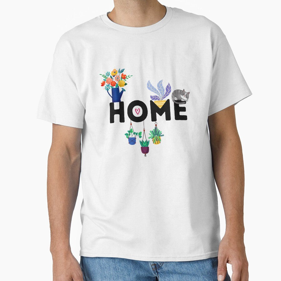 Home Sweet Home Indoor Jungle Plant Lover and Cat Art by Wennebabs