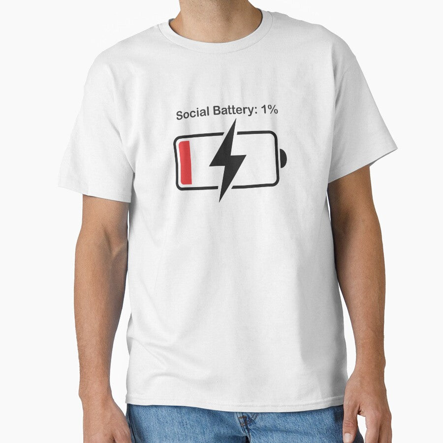 Social Battery 1% - Funny Introvert Low Energy Humor by Rengwear