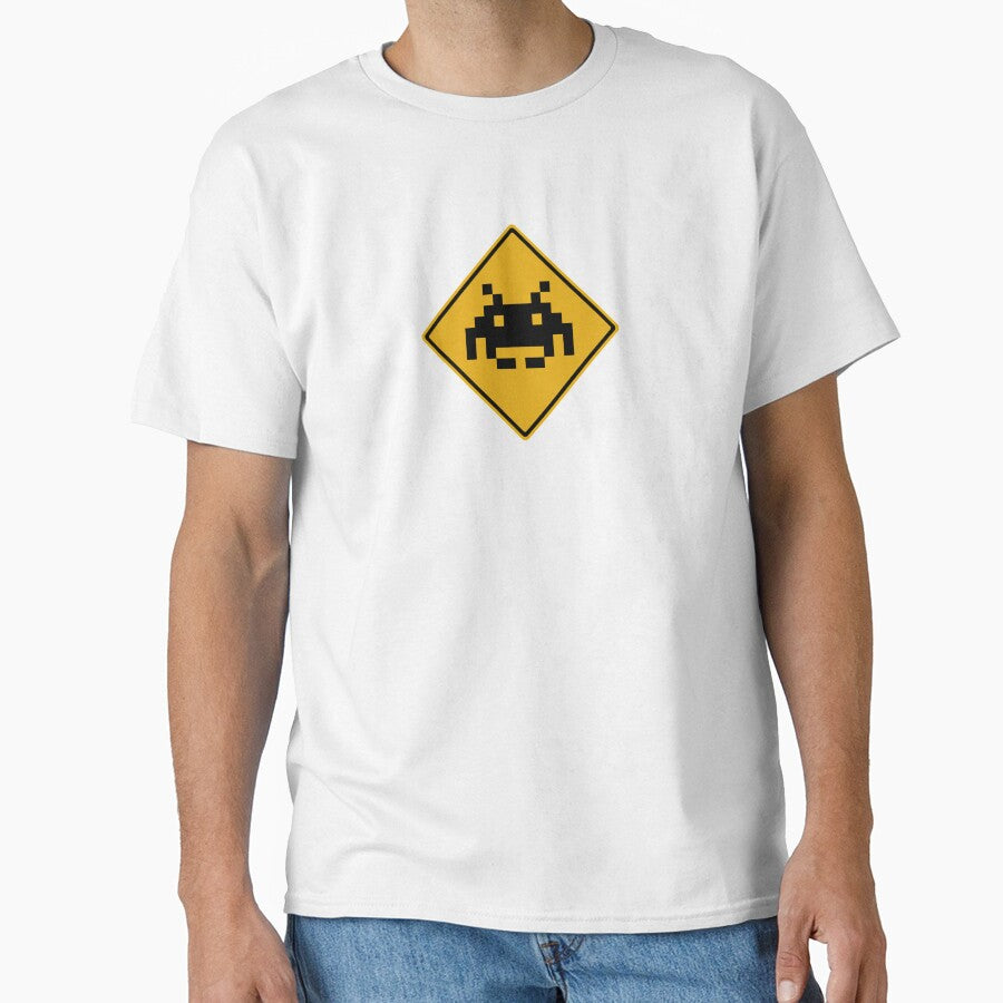 Pixelised Invader 01 Silhouette Road Sign by Dalekboy