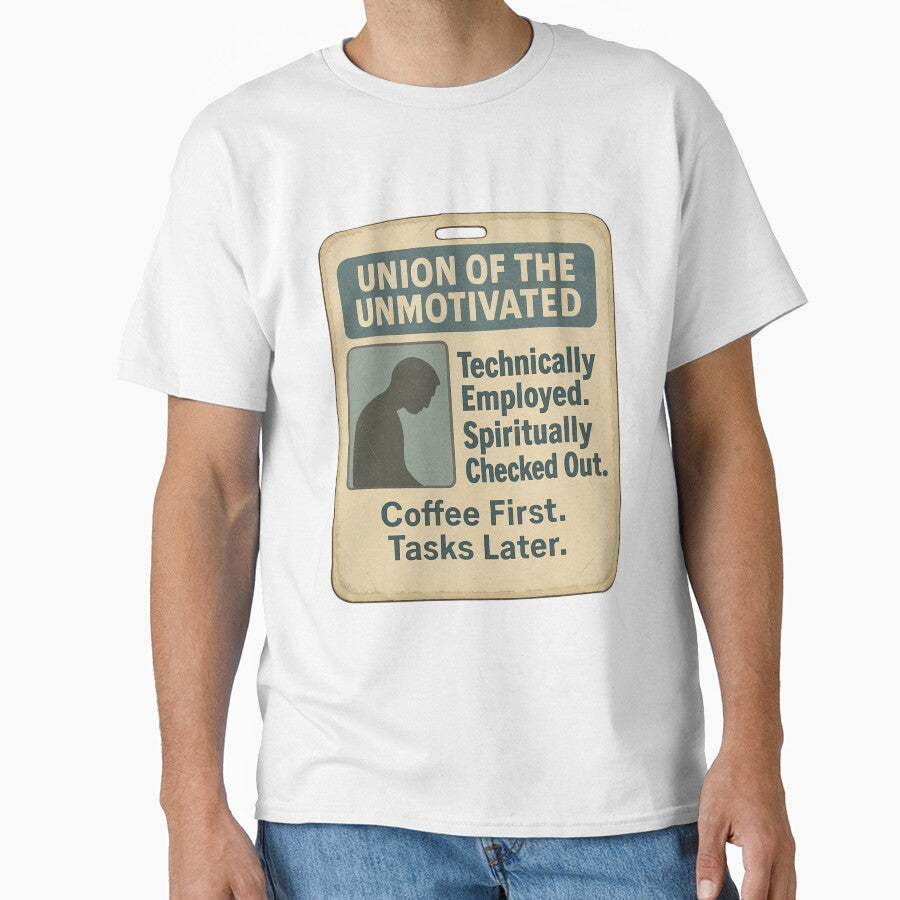 Technically Employed. Spiritually Checked Out – Union of the Unmotivated ID Badge by unclejohncorner