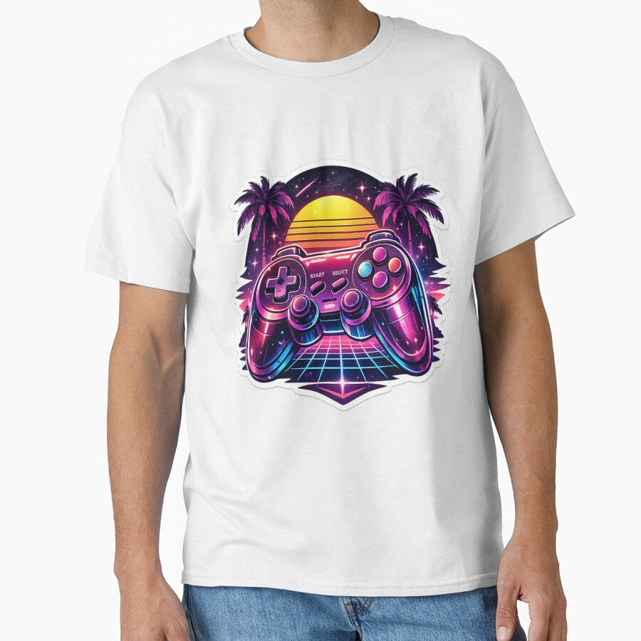 Retro Futuristic Gaming Controller Vaporwave Sticker | Synthwave Arcade Gamer Aesthetic by irfanshikh