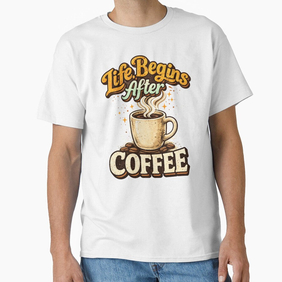 Life Begins After Coffee ☕ Retro Vintage Coffee Lover Quote Design for T-Shirt, Sticker, iPhone case, cup, bag, hoodie by ArtByTripti