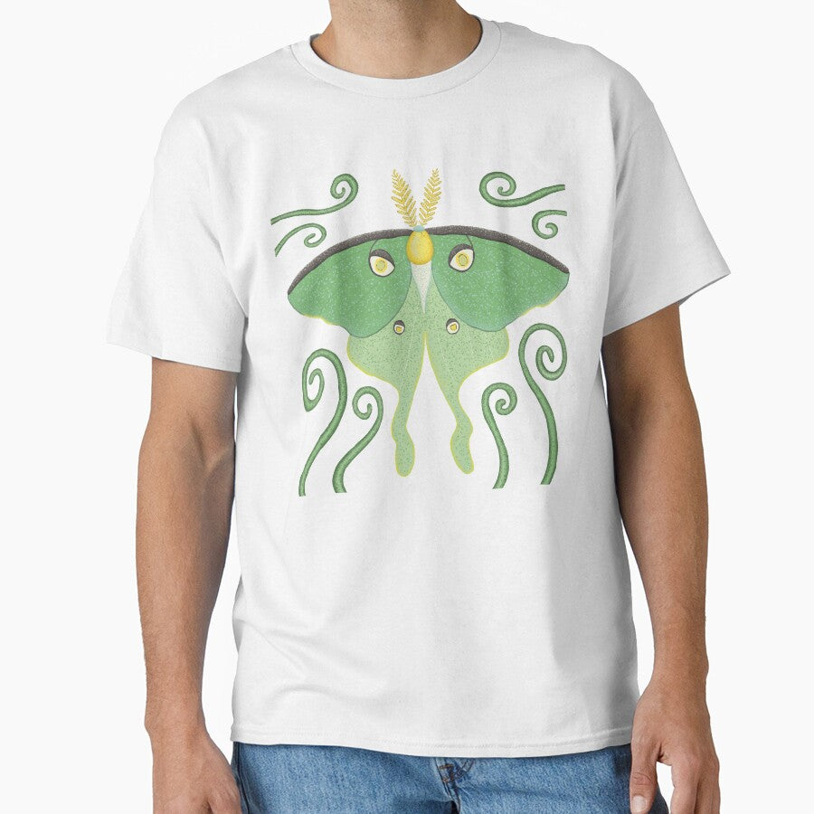 Hand Drawn Green Luna Moth with Gritty Texture by InkyOdyssey