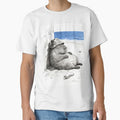 Zen Capybara Beach Nap Sketch – Vintage Ink Drawing with Bucket Hat by Cherrydora