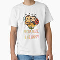 Bloom, Buzz, & Be Happy – Cute Bee and Ladybug Positive Quote Design by Painted Moon by Luna Bee™