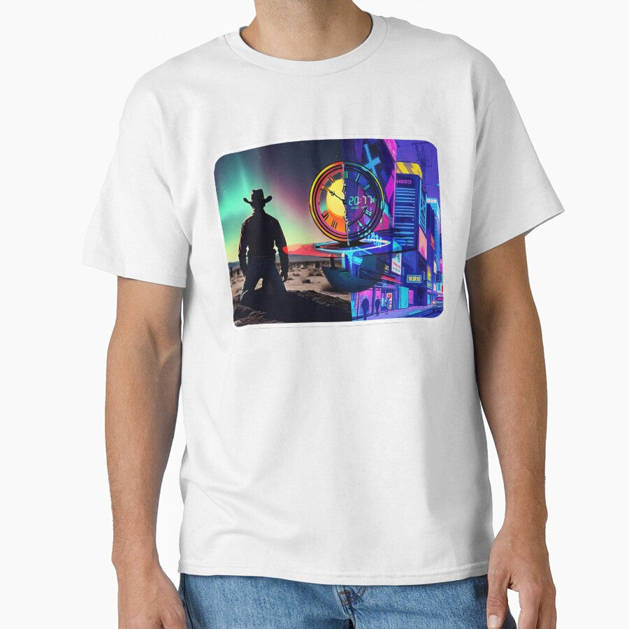 Cyber Cowboy Time Warp - Neon City and Desert Aurora by Daniela`s shop