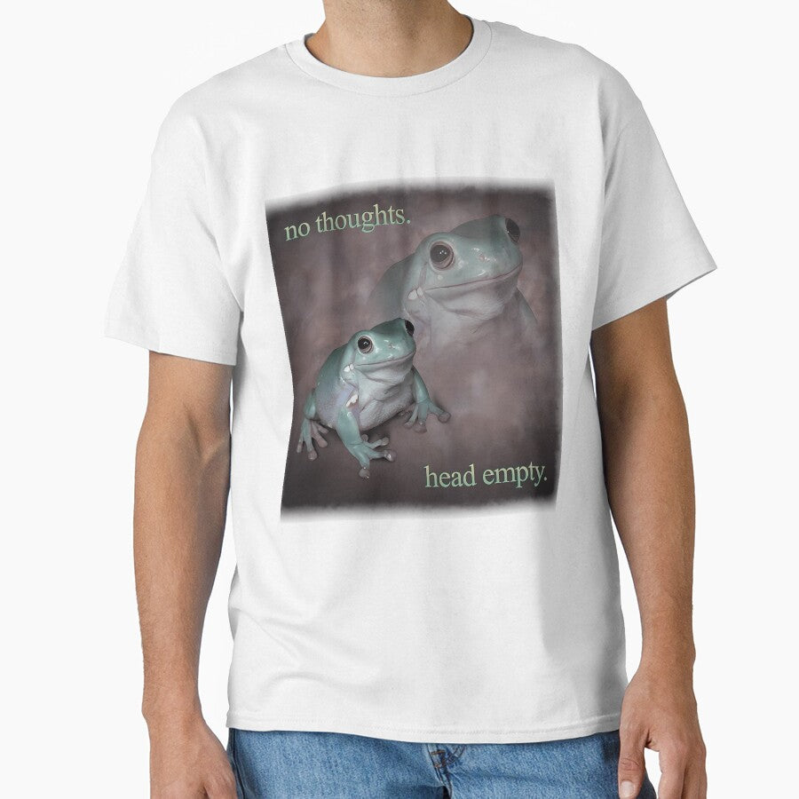 No Thoughts Head Empty Frog Retro Word by Ubenart