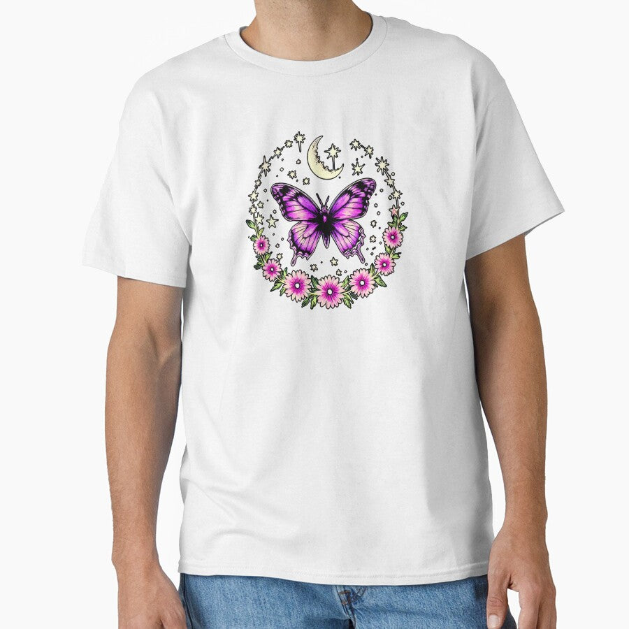 Gothic Purple Butterfly Moon Mystical Aesthetic Tattoo Art by VikArtStudio