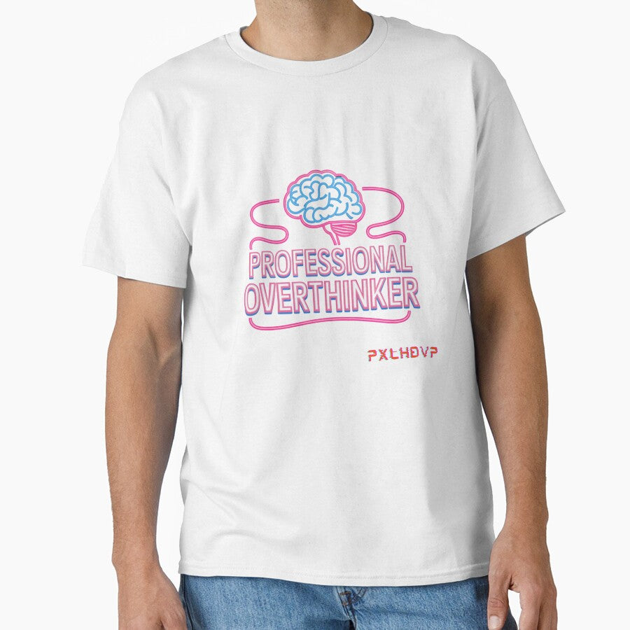 Professional Overthinker | Neon Brain Art | Anxiety Humor Vaporwave Gift by PXLHDVP