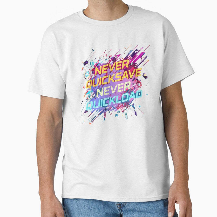Never Quicksave Never Quickload – Neon Gamer Quote Art by PHRASEandSTYLE
