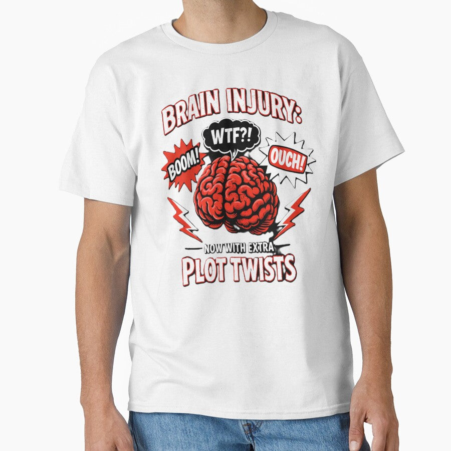 Brain Injury Awareness Shirt – Funny TBI Survivor Design “Now With Extra Plot Twists” Stroke Recovery Humor Graphic Tee by ComebackCotton