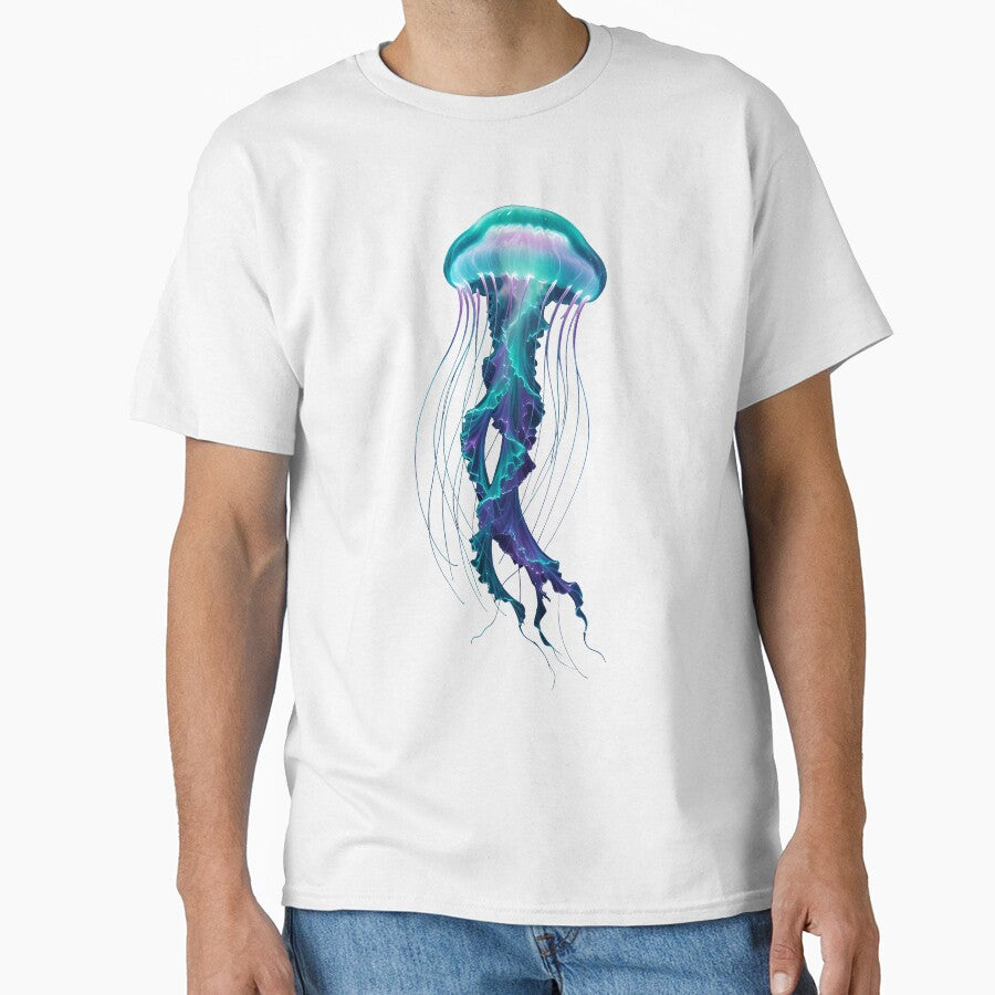 Bioluminescent Jellyfish - Deep Ocean Glow T-Shirt by SlyFenrir