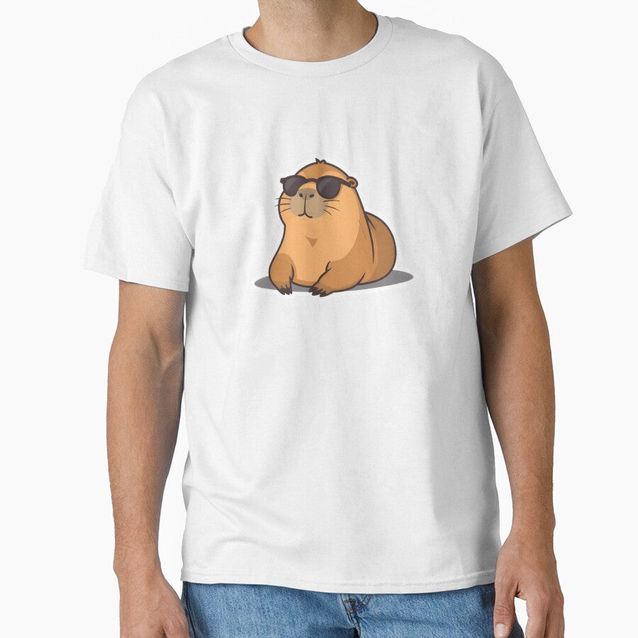 Cool Capybara Sticker – Relaxed Rodent with Sunglasses Cartoon Design by StickerNexa