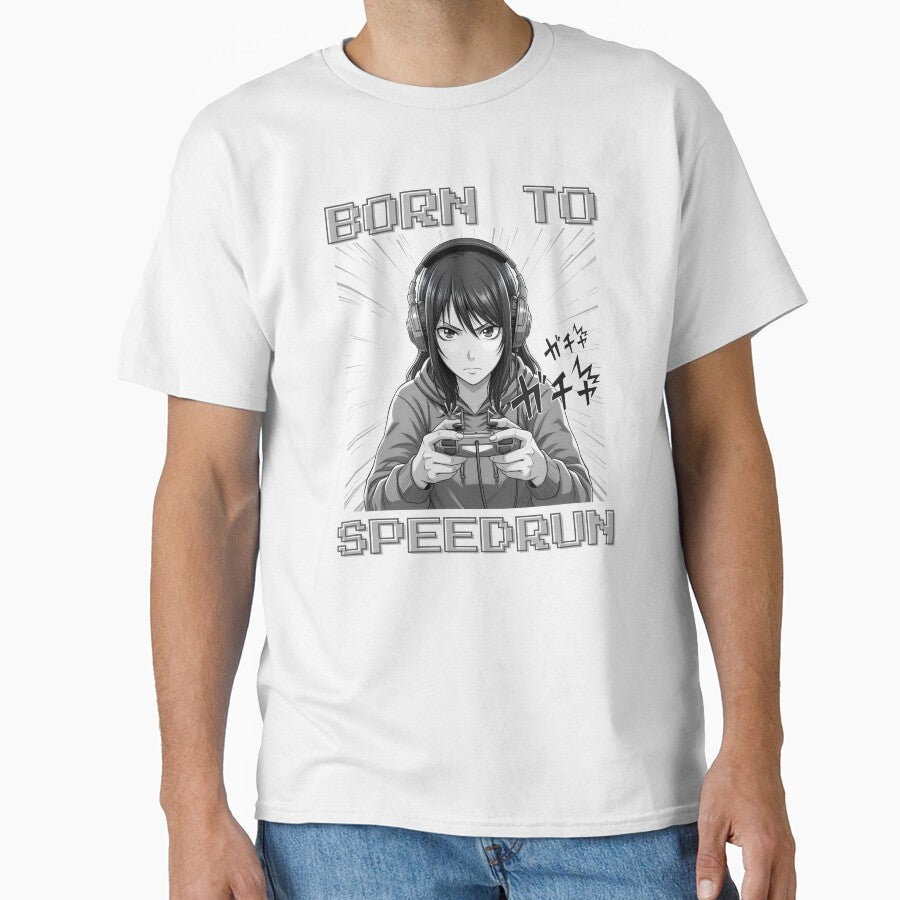 Anime Girl Gamer – Born to Speedrun Manga Style Art by PHRASEandSTYLE
