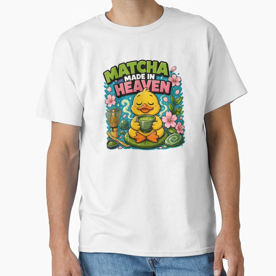 Matcha Made in Heaven - Cute Zen Duck & Cherry Blossom Art by BrewmarkStudio