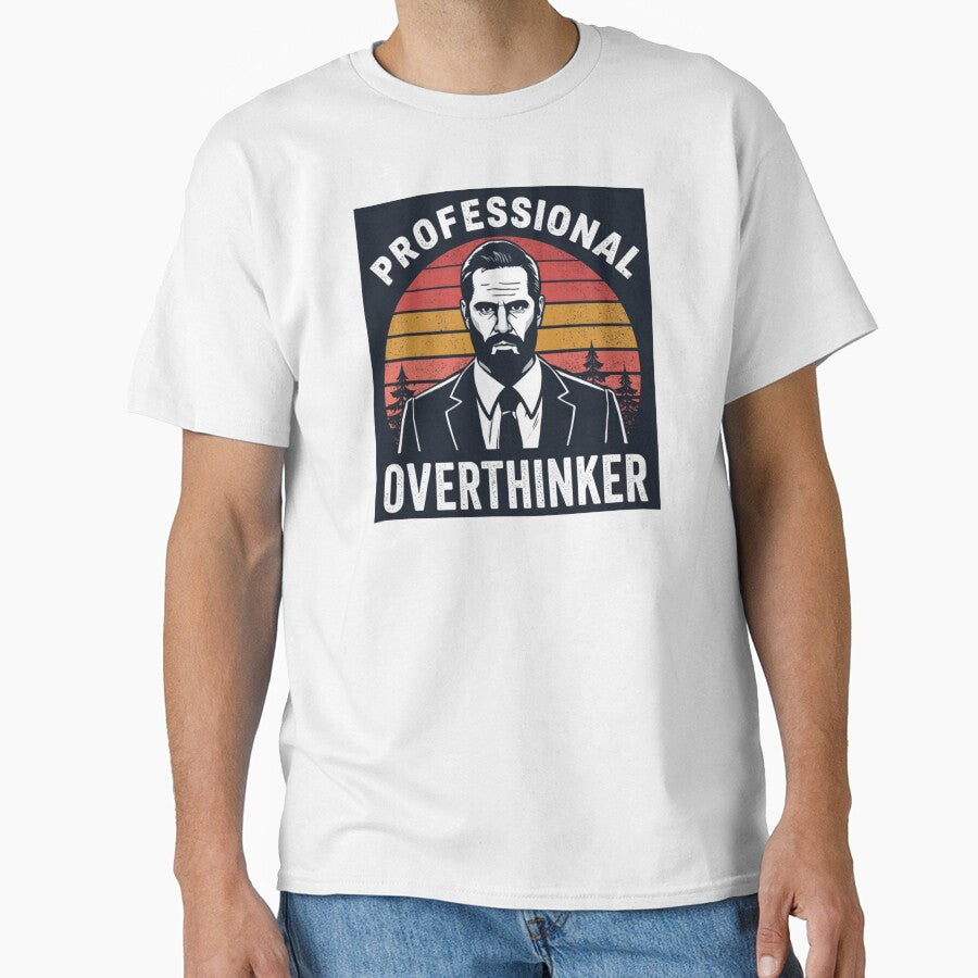 Professional Overthinker - Retro Sunset Business Man by LittleDreamInk