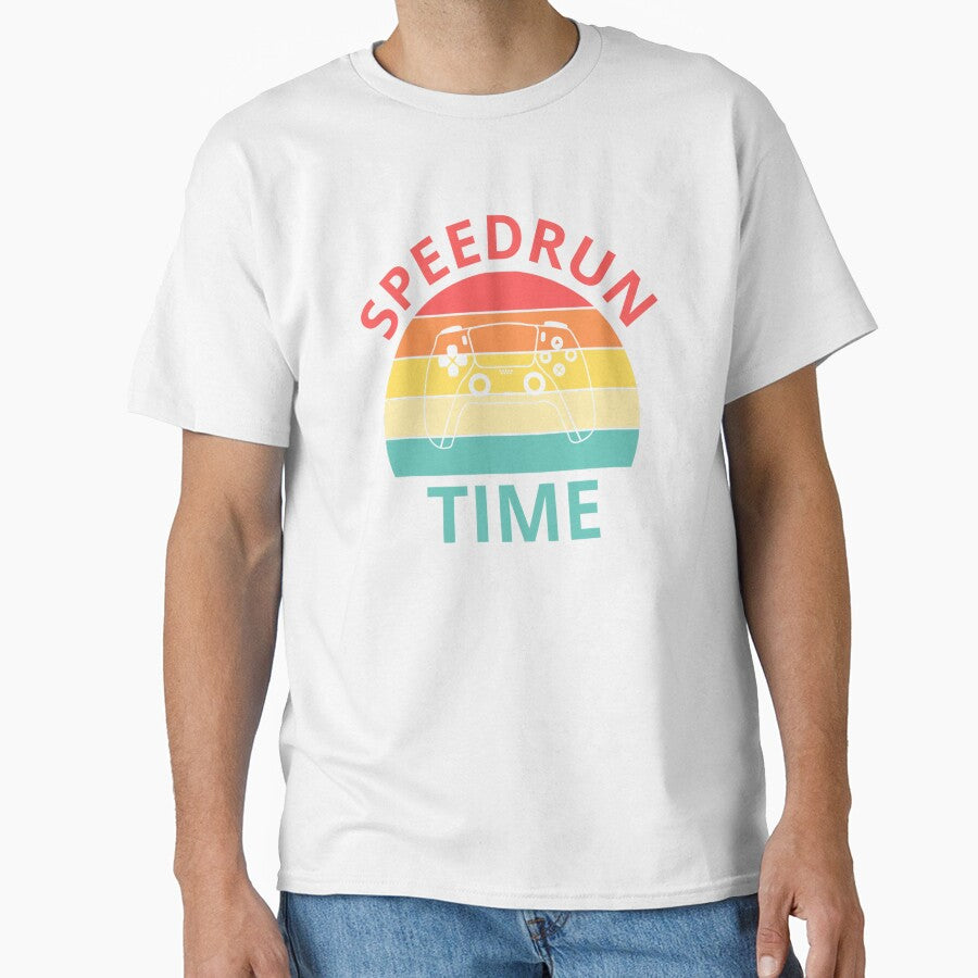 Speedrun Time Vintage Controller – Retro Stripe Gaming Design by PHRASEandSTYLE