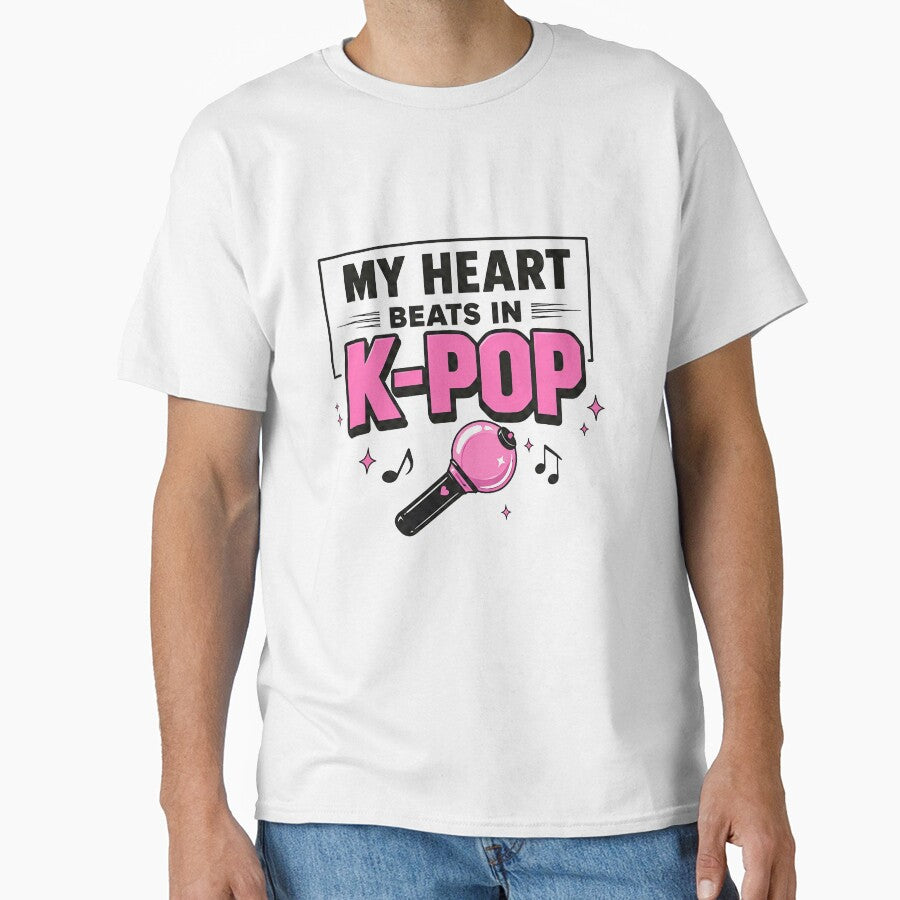 My Heart Beats In K-Pop Graphic Tee – BTS Army Bomb Lightstick Aesthetic Apparel by dance mania